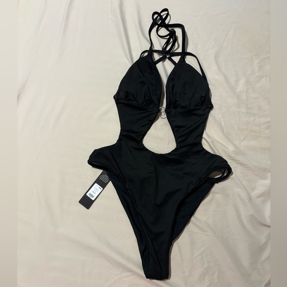 Black Cutout One-Piece Swimsuit - Picture 1 of 5